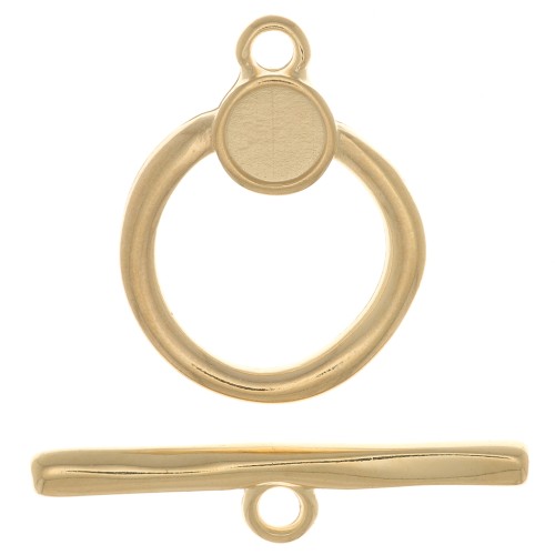 Fermoir en T pour bracelet ou collier 19 mm - Doré à l'or fin x1