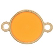 Intercalaire rond résine époxy - vitrail - 11 mm Doré à l'or fin - Orange fluo x1