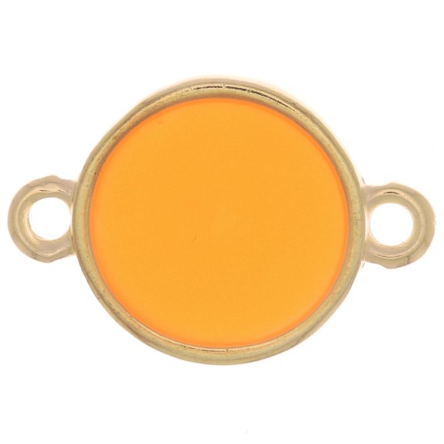 Intercalaire rond résine époxy - vitrail - 11 mm Doré à l'or fin - Orange fluo x1