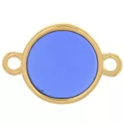 Intercalaire rond résine époxy - vitrail - 11 mm Doré à l'or fin - Cobalt x1