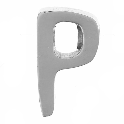Perle lettre alphabet 8x5 mm - P - Acier inoxydable 304 x1