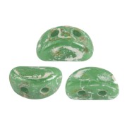 Perles en verre Kos® par Puca® 6x3 mm - Opaque Green Turquoise New Picasso x10g|raw }}