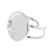 Bague ajustable pour cabochon 15 mm - Argenté x1|raw }}