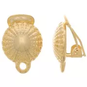 Clips d'oreilles demi-boule texturée avec anneau fermé 16x13 mm Doré à l'or fin x2