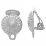 Clips d'oreilles demi-boule texturée avec anneau fermé 16x13 mm - Rhodié x2|raw }}