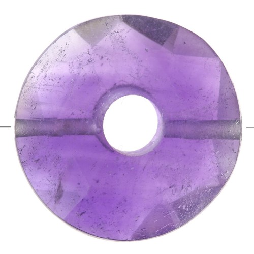 Perle donuts facettée 12 mm pierre gemme - Amethyste x1