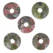 Perle donuts facettée 12 mm pierre gemme - Unakite x1