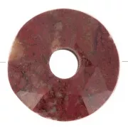 Perle donuts facettée 12 mm pierre gemme - Jaspe poppy x1