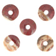 Perle donuts facettée 12 mm pierre gemme - Jaspe poppy x1