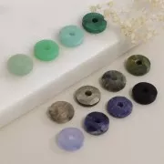 Perle donuts facettée 12 mm pierre gemme - Oeil de tigre x1