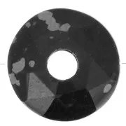 Perle donuts facettée 12 mm pierre gemme - Obsidienne mouchetée x1