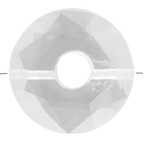 Perle donuts facettée 12 mm pierre gemme - Cristal de roche x1