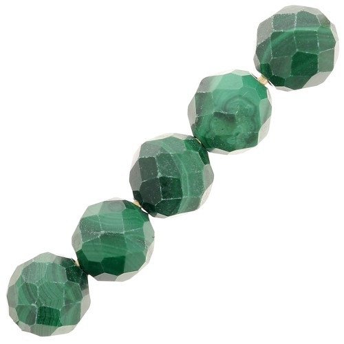 Perles rondes facettées 6 mm pierre gemme - Malachite x15
