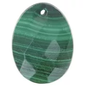 Pendentif facetté ovale 20x15 mm en pierre gemme - Malachite x1