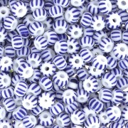 Preciosa Perles rocailles rayées 8/0 3 mm - Blanc - Bleu x20g|raw }}