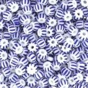 Preciosa Perles rocailles rayées 8/0 3 mm - Blanc - Bleu x20g