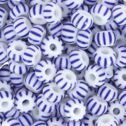Preciosa Perles rocailles rayées 6/0 4 mm - Bleu - Blanc x20g
