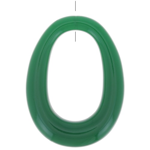Pendentif ovale évidé en résine opaque 44x33 mm - Vert emeraude x1
