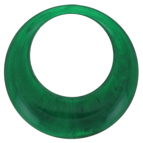 Pendentif rond évidé en résine opaque 44 mm - Vert foncé marbré x1