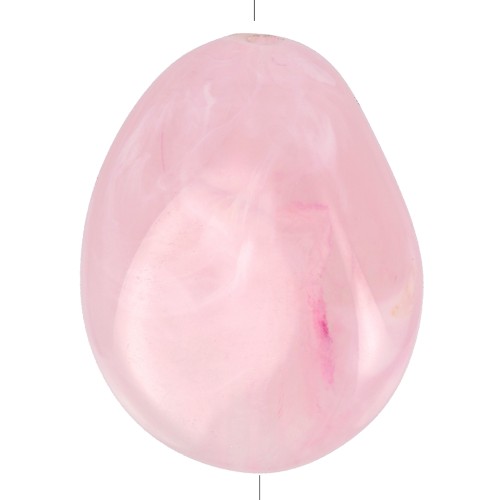 Perle plate irrégulière en résine opaque 25x20 mm - Rose clair marbré x1