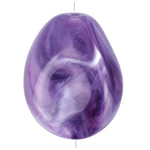 Perle plate irrégulière en résine opaque 25x20 mm - Violet marbré x1