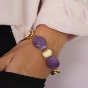 Perle plate irrégulière en résine opaque 25x20 mm - Bleu ciel marbré x1