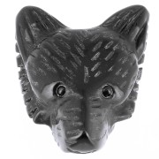 Pendentif tête de loup 35x25 mm en pierre gemme - Agate noire x1