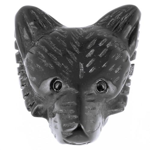 Pendentif tête de loup 35x25 mm en pierre gemme - Agate noire x1