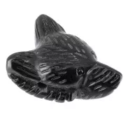 Pendentif tête de loup 35x25 mm en pierre gemme - Agate noire x1