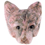 Pendentif tête de loup 35x25 mm en pierre gemme - Rhodonite x1|raw }}