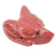 Pendentif tête de loup 35x25 mm en pierre gemme - Jaspe rouge x1