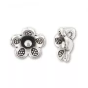 Bouton fleur 9,5 mm Placage Argent fin vieilli x1