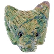 Pendentif tête de loup 35x25 mm en pierre gemme - Jade verte x1