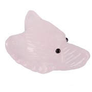 Pendentif tête de loup 35x25 mm en pierre gemme - Quartz rose x1