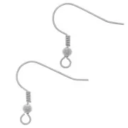 Crochets d'oreilles boules 21 mm rhodié x6