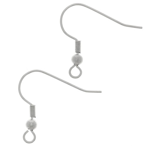 Crochets d'oreilles boules 21 mm rhodié x6