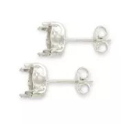 Clous d'oreilles porte-cabochon sans anneau 1028/1088 6 mm argenté x2
