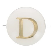 Perle lettre alphabet ronde en nacre 8 mm - D - Doré x1