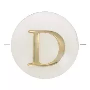 Perle lettre alphabet ronde en nacre 8 mm - D - Doré x1