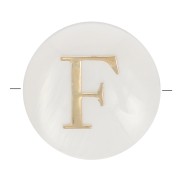 Perle lettre alphabet ronde en nacre 8 mm - F - Doré x1|raw }}
