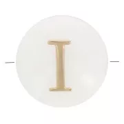 Perle lettre alphabet ronde en nacre 8 mm - I - Doré x1