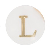 Perle lettre alphabet ronde en nacre 8 mm - L - Doré x1|raw }}
