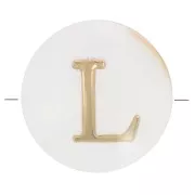 Perle lettre alphabet ronde en nacre 8 mm - L - Doré x1