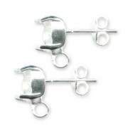 Clous d'oreilles porte-cabochon 1028/1088 6 mm argenté x2