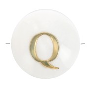 Perle lettre alphabet ronde en nacre 8 mm - Q - Doré x1