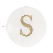 Perle lettre alphabet ronde en nacre 8 mm - S - Doré x1