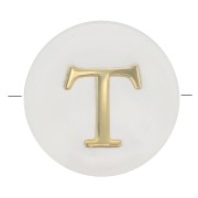 Perle lettre alphabet ronde en nacre 8 mm - T - Doré x1|raw }}