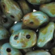 SuperDuo 2,5x5 mm Blue Turquoise Travertin x10g