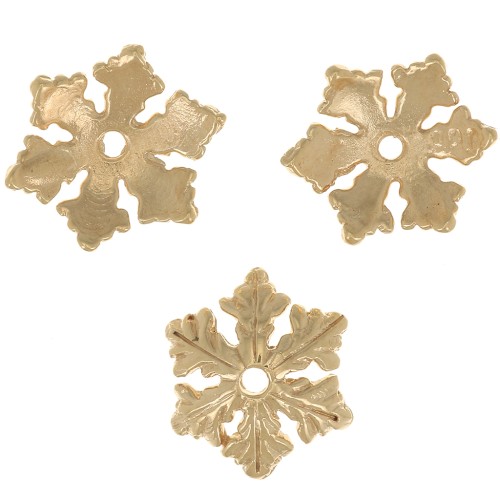 Coupelle flocon de neige 10 mm - Plaqué Or 3 microns x1