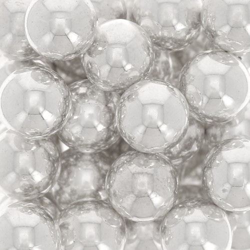 Perles sans trou - mini boules 3 mm - Placage Argent fin x100